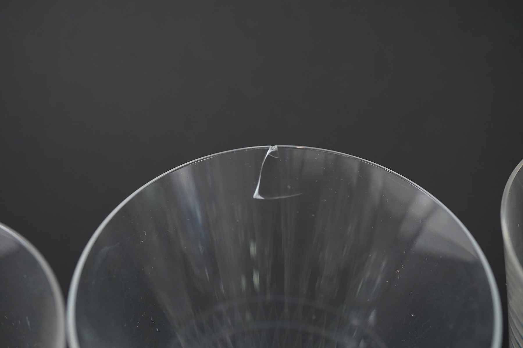 Lalique: A suite of 'Bourgueil' pattern drinking glasses